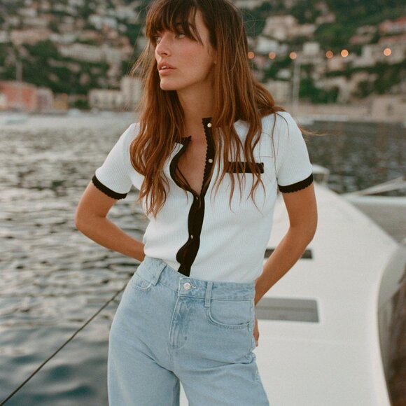 Zara Sweaters - ZARA Contrasting Rib Short Sleeve Cardigan